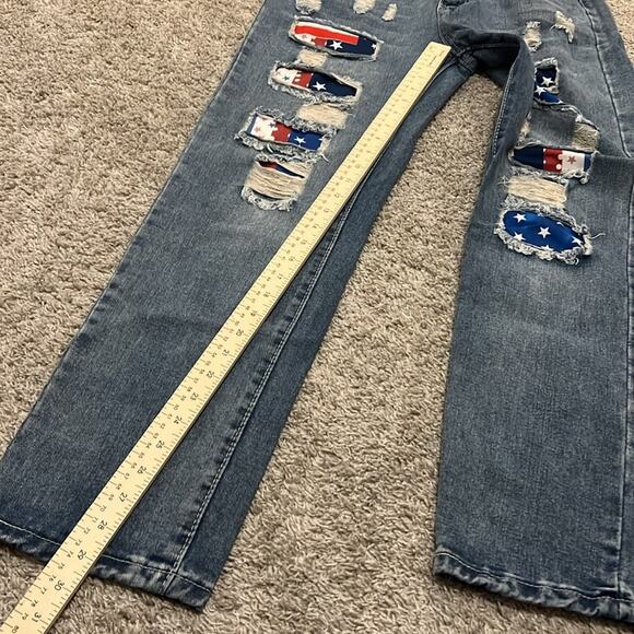 Women’s Patriotic Americana Blue Jeans‎ Denim 8 10 (30 waist) Rugged Frayed M - Picture 5 of 16